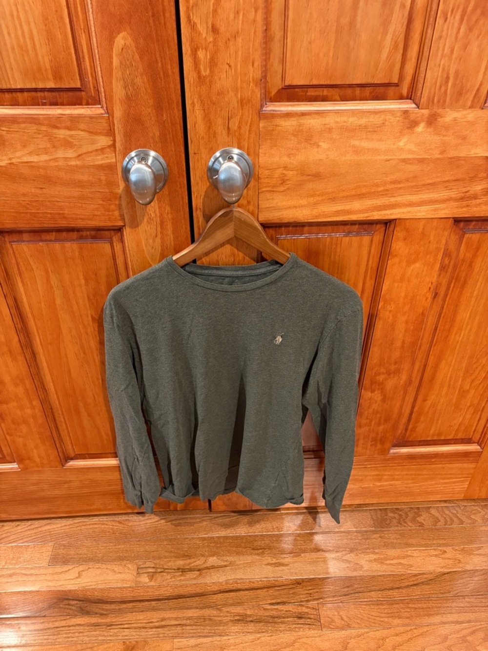 Olive Green and Blue Long Sleeve Mens Small Ralph Lauren Polo Shirt